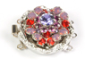 Rotunda Rhodium Plate Lt Siam, Cyclamen Opal, Amethyst, Tanzanite 